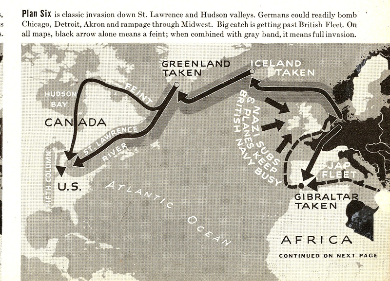 Illustration for article titled Maps from 1942 of the never-was Nazi invasion of North America